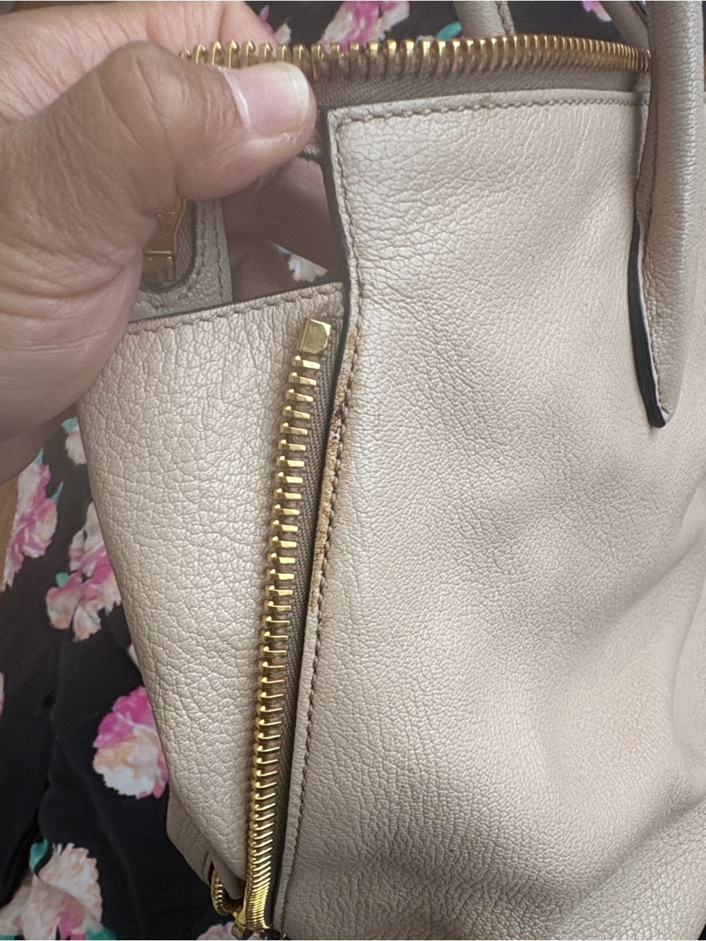 Miu Miu Madras 2 way Handbag Taupe Leather Top-Handle Satchel with Gold Hardware - Picture 11 of 15